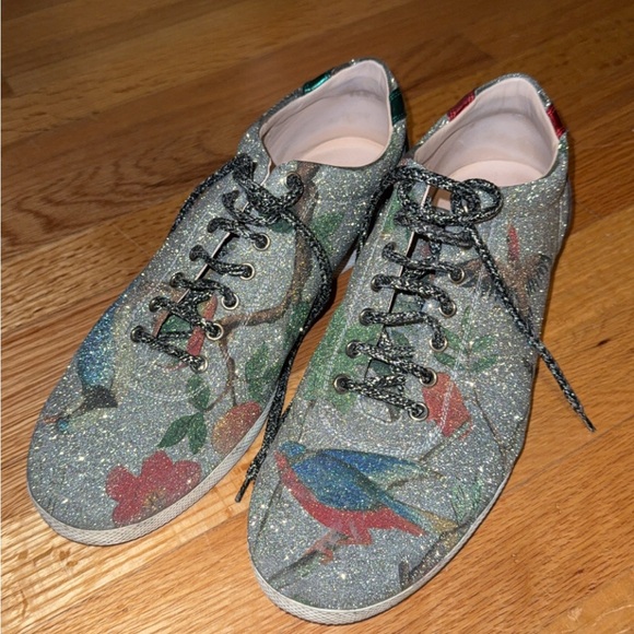 Gucci Glitter Bird Print Sneakers - Picture 1 of 4